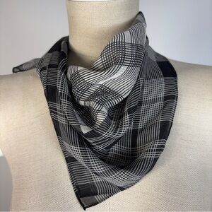 Echo Black and White Plaid Silk Square Scarf Handkerchief